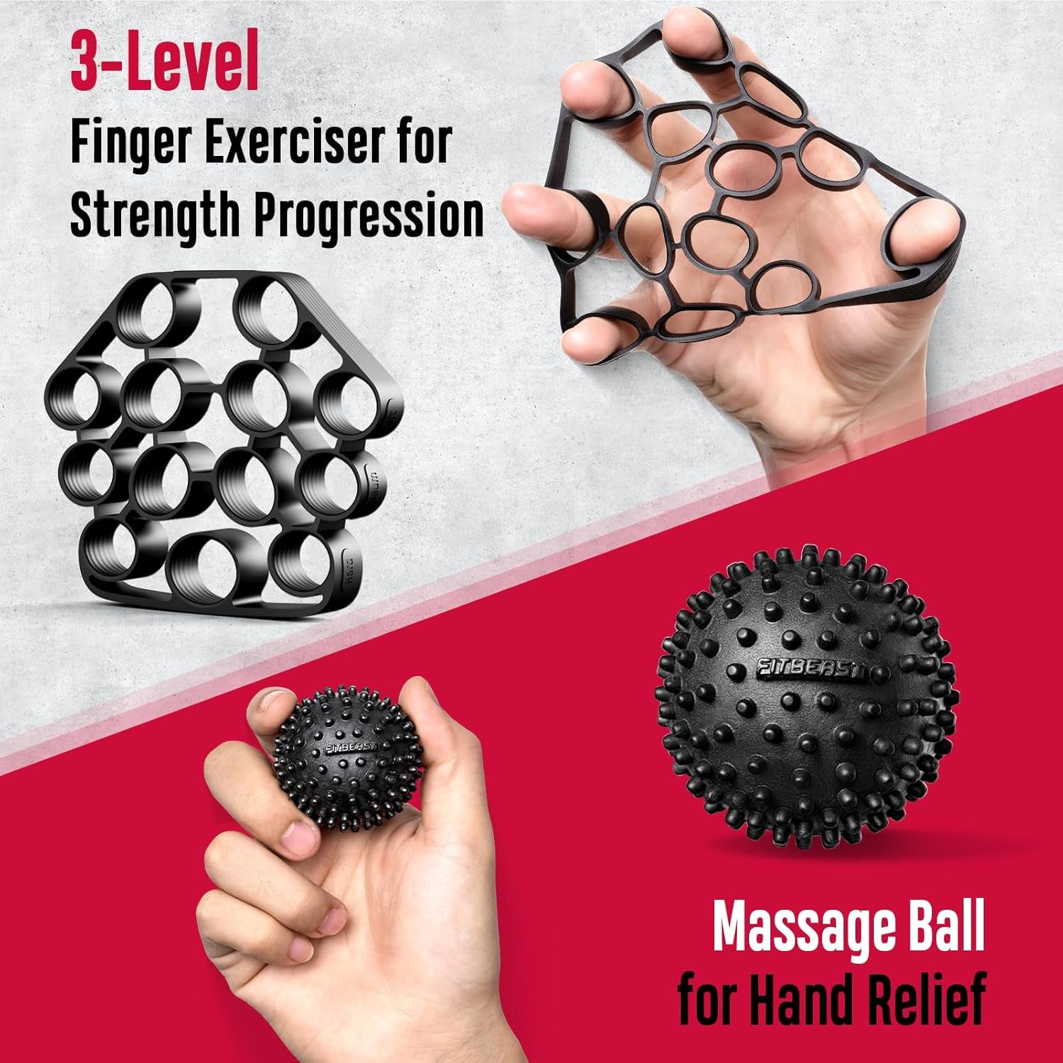 Grip Strength Trainer, Hand Gripper Strengthener Kit - 6 Pack with Adjustable Resistance Forearm Strengthener, Forearm Exerciser and Massage Balls for Hand Therapy, Grip Training