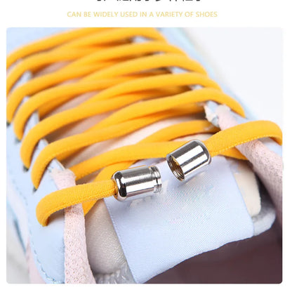 New Version Elastic No Tie Shoelaces Metal Lock Shoe Laces for Kids Adult Sneakers Quick Shoelaces Semicircle Shoestrings