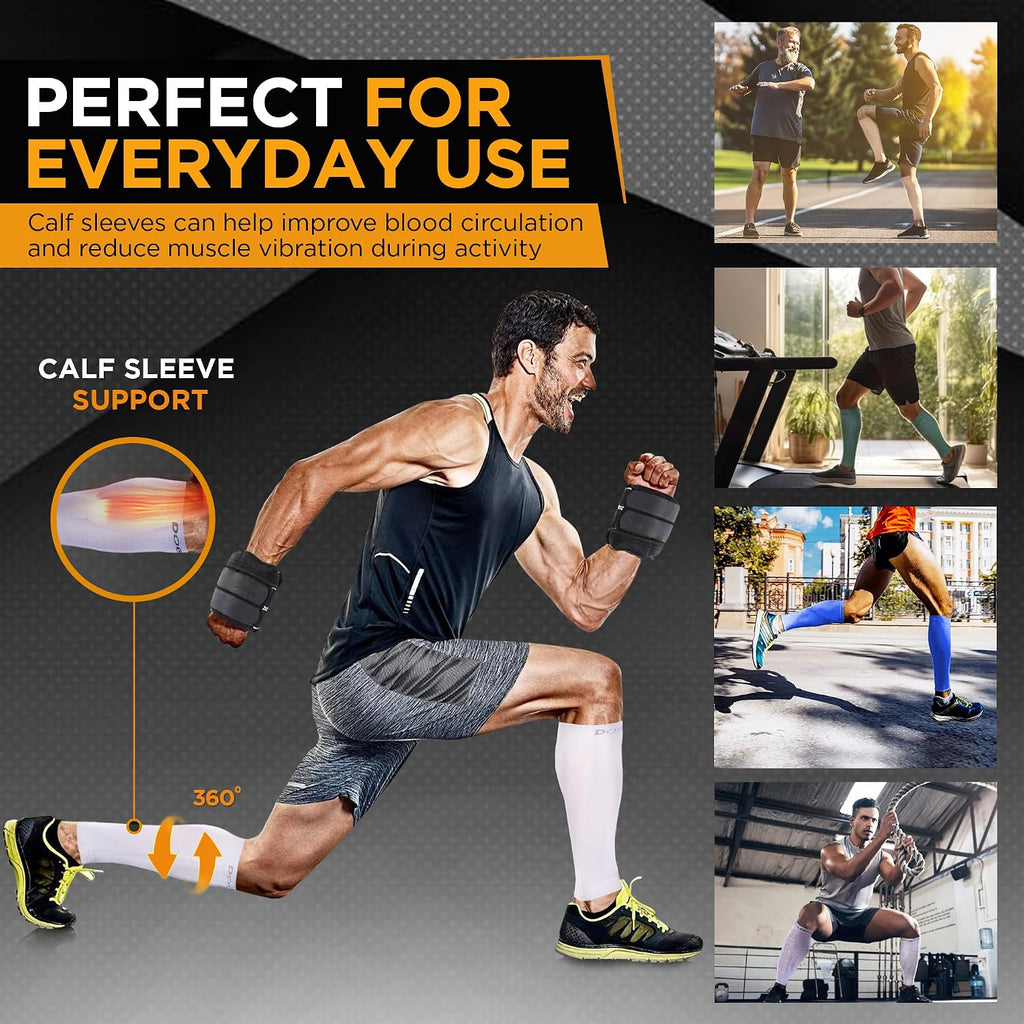 Compression Calf Sleeve for Men & Women, Premium Medical Grade, 15-20Mmhg Graduated Support for Running, Calf Tear, Shin Splints, Knee High, Calf Sleeves, 1 Pair