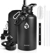 Insulated Water Bottle 64 Oz, Triple Wall Vacuum Stainless Steel | (Cold for 48 Hrs), Leak Proof & Non-Bpa, Half Gallon Water Flask Jug with Paracord Handle & Straw Spout Lids