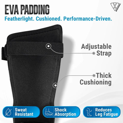 Malaga Shin Guards with Ankle Protection for Kids, Youth, and Adults | Lightweight Soccer Pads for Boys and Girls Ages 3+ - SKY/YELLOW, L