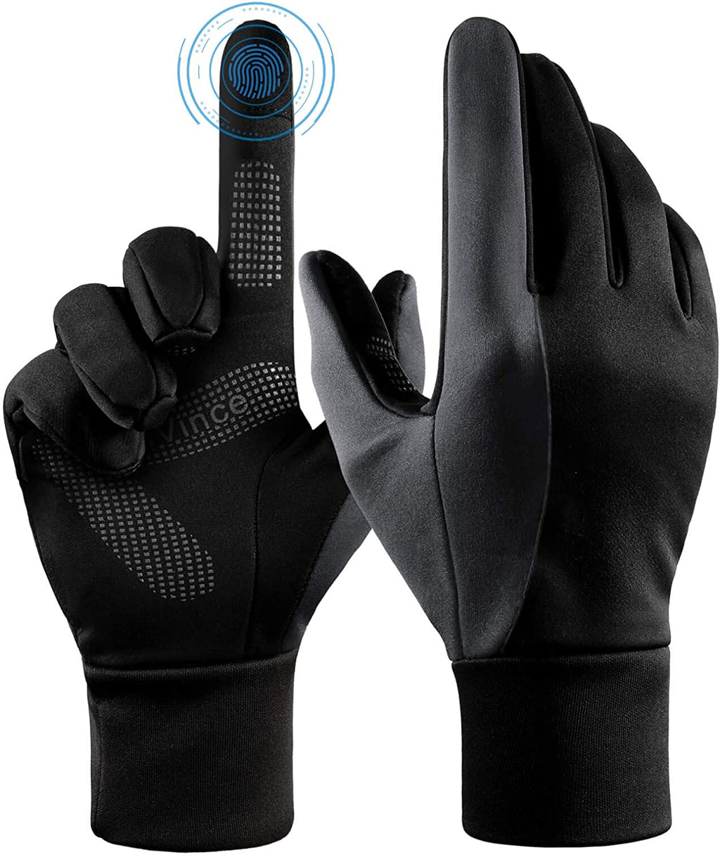 Winter Gloves Touch Screen Water Resistant Windproof Thermal for Running Cycling Driving Hiking for Men Women Black-Gray