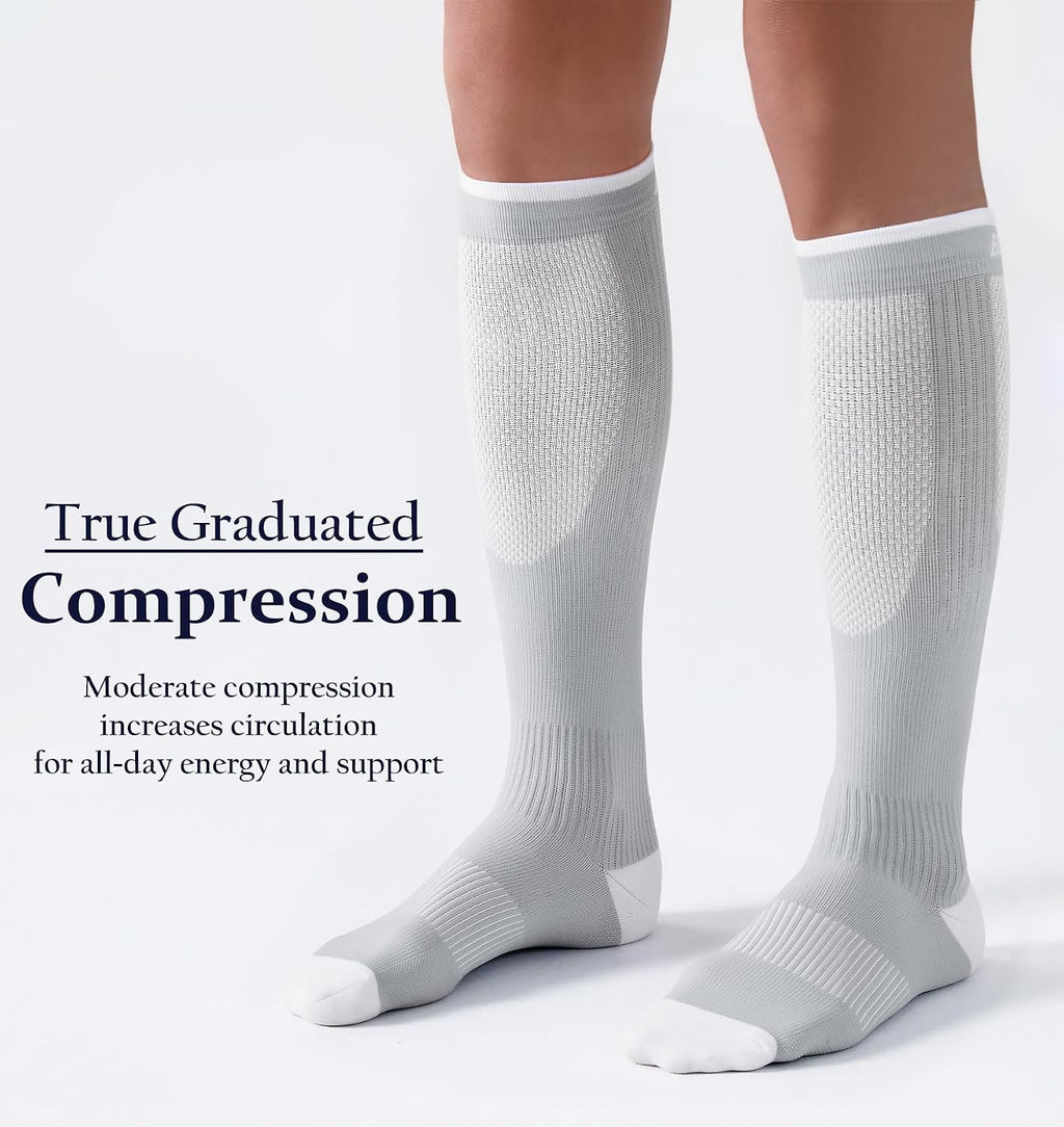 Compression Socks for Women Men 15-20Mmhg Circulation Cushion Knee High Support Socks Athletic Daily