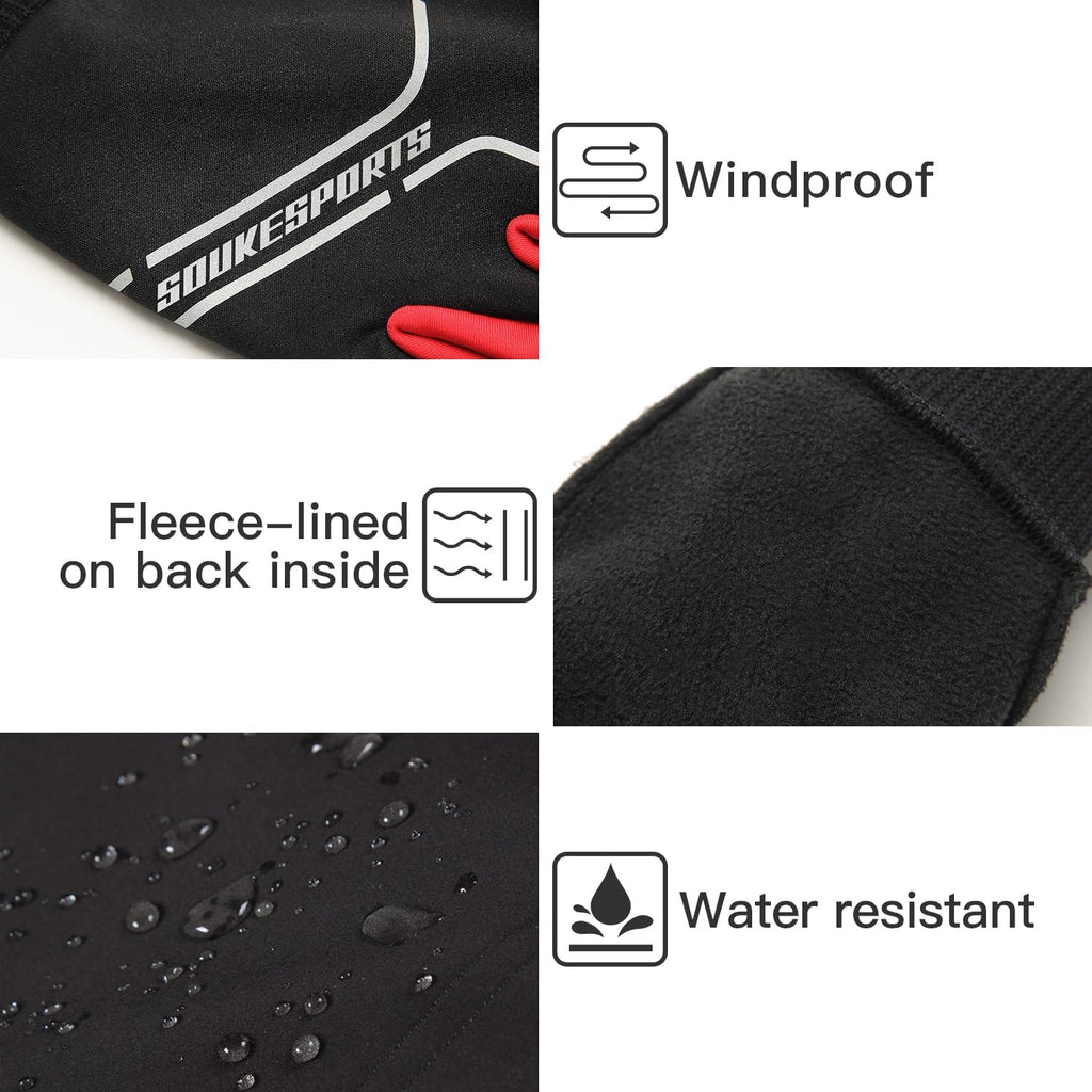 Winter Cycling Gloves Men Women, Touch Screen Padded Bike Glove Water Resistant Windproof Warm Anti-Slip for Running, Biking, Workout