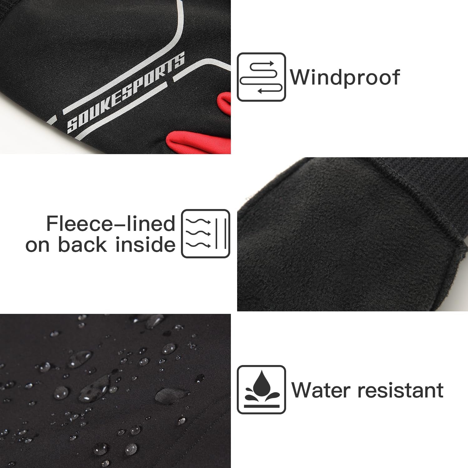 Winter Cycling Gloves Men Women, Touch Screen Padded Bike Glove Water Resistant Windproof Warm Anti-Slip for Running, Biking, Workout