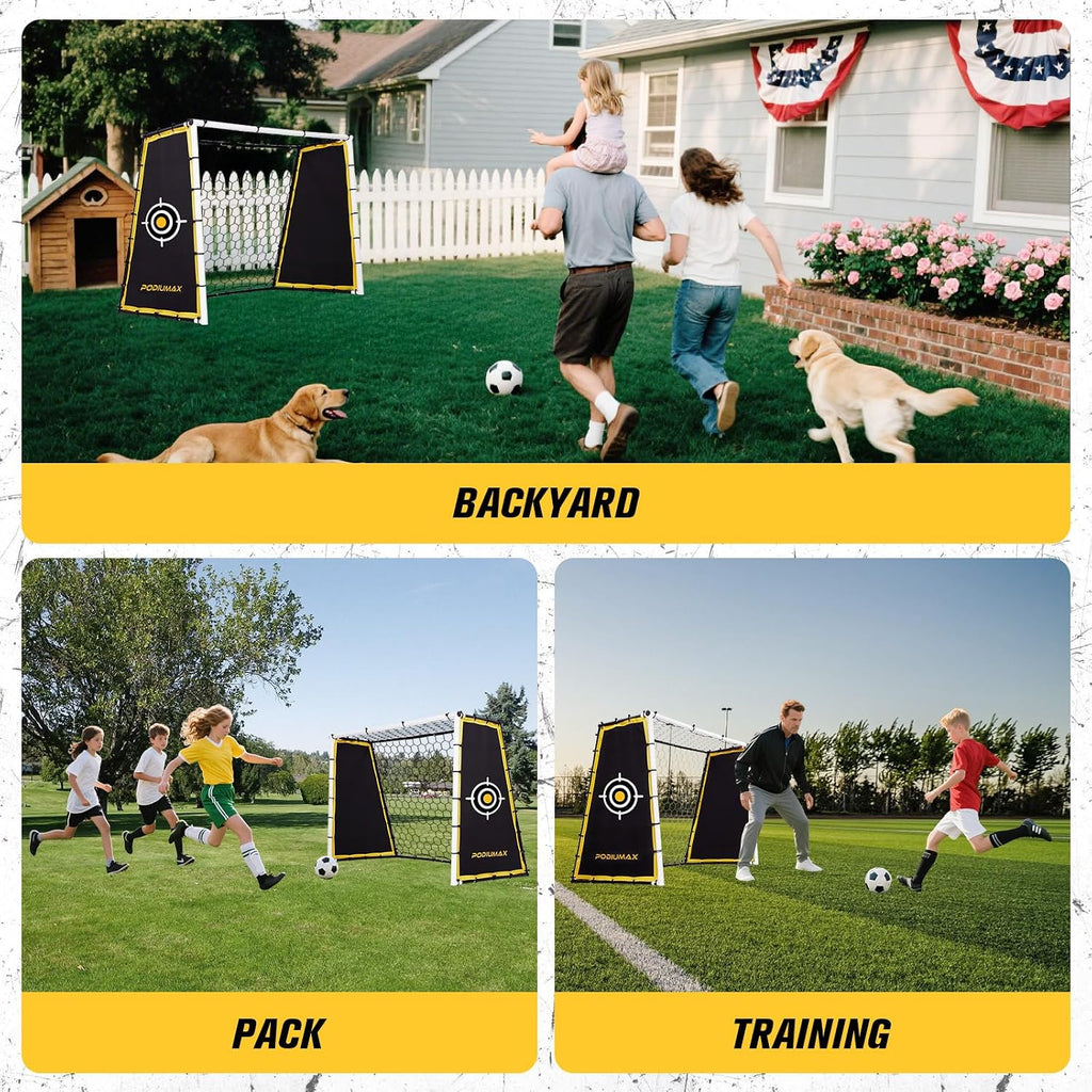 4-In-1 Soccer Goal & Rebounder Net for Training,7X5Ft Rebound | Stable Heavy Duty Frame,Tear-Resistant Net for Hard Shots, Goal & Rebounder for All Ages, Soccer Goals for Backyard