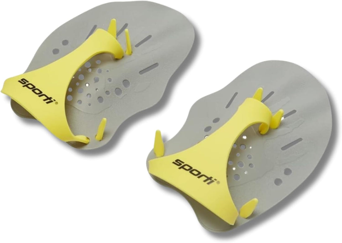 Sporti Hand Paddles for Swimming - Lightweight Swimming Paddles, Adjustable Sili