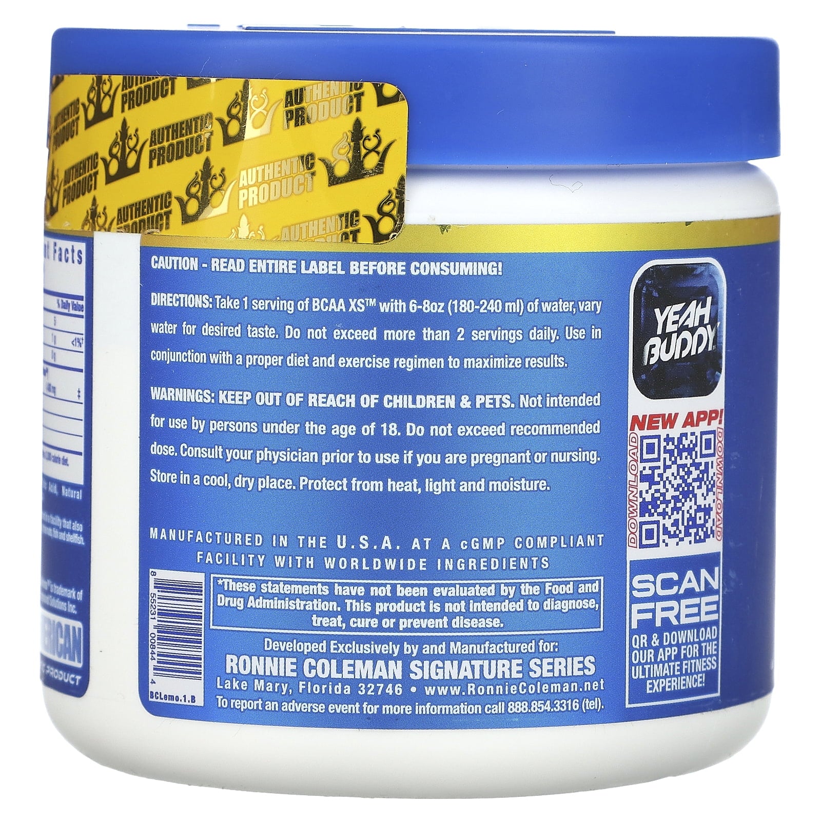 Ronnie Coleman Vital Edition, BCAA XS, Lemonade, 6.67 Oz (189 G)