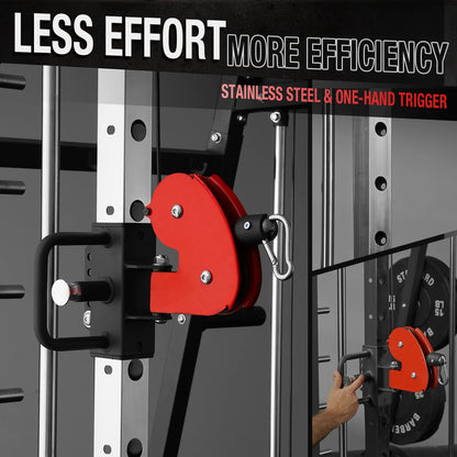 Smith Machine Home Gym, 2200 Lbs Power Rack Cage with Cable Crossover, Smith Cage with Ultimate Home Package