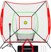7X7 FT Baseball Net, Baseball & Softball Training Net with Batting Tee, Strike Zone & Circular Target and Weighted Ball, Portable Design with Compact Storage