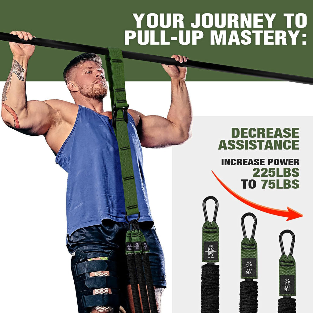 Pull up Assistance Bands, Pull up Bar Resistance Bands, Pull up Bands for Enhanced Strength Training, Muscle Training, 3 Heavy-Duty Adjustable Pull up Assist Strap & Comfortable Foot Strap