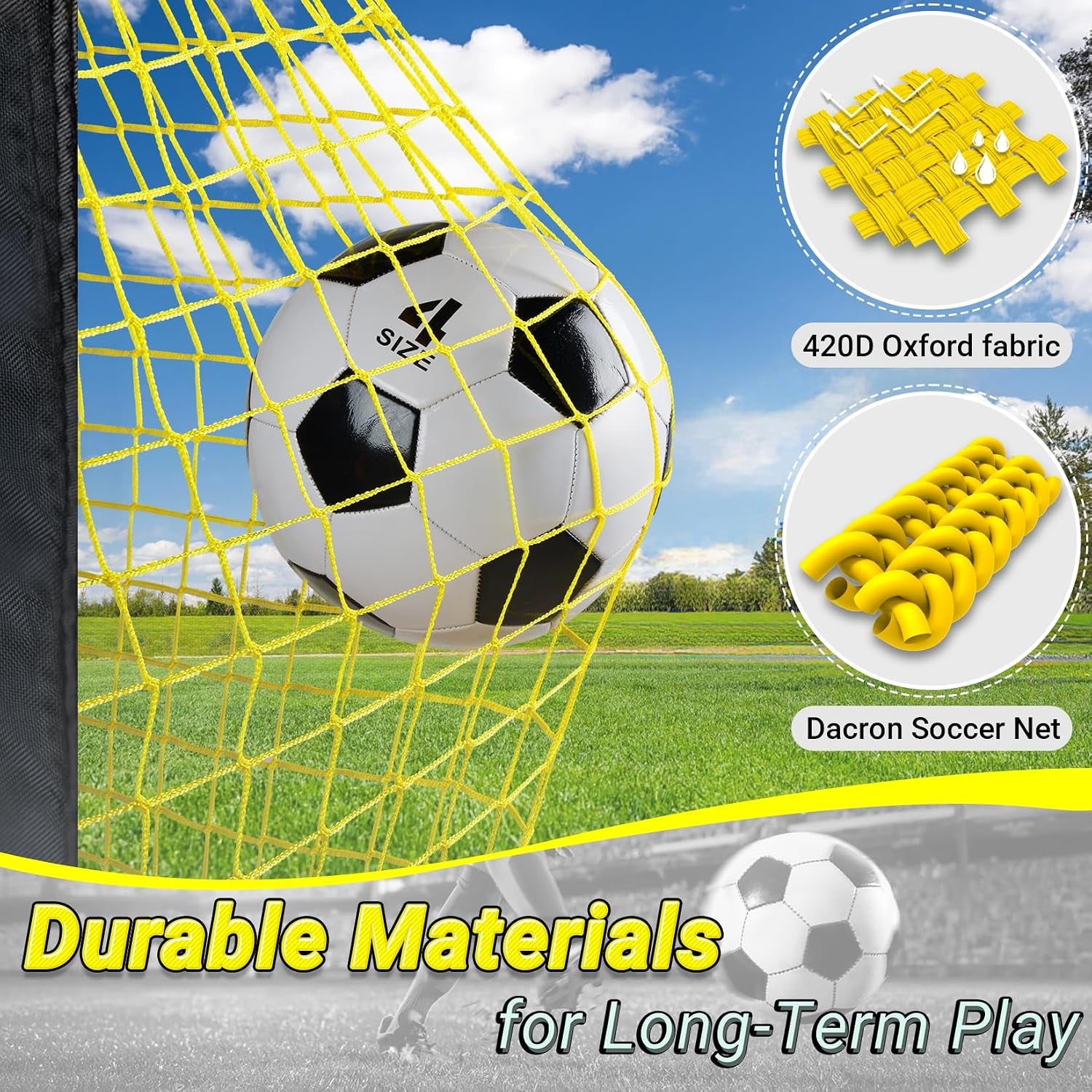 Portable Soccer Goal 7X5 & 5X3.6 FT, Large-Frame Training Net | Great for Kids Ages 6-14 Skill Development, Ideal for Backyard Park School Beach Indoor Outdoor, Easy Fold Durable Dacron Net