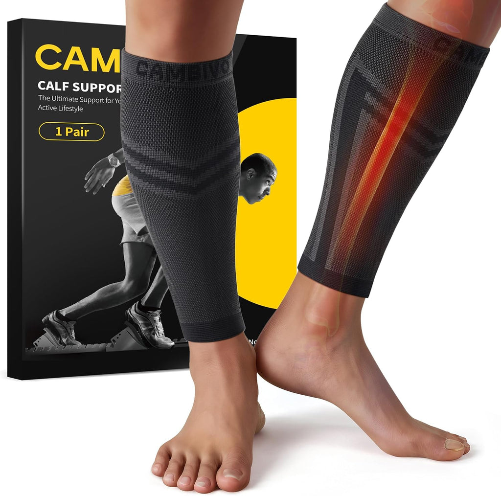 Calf Compression Sleeve for Men Women Footless | Graduated Compression, Shin Splint Relief, Moisture Wicking, Running Standing Travel, 4D Knit Anti-Slip, Varicose Veins