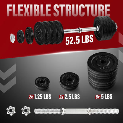 Adjustable Dumbbell Set, Black, 52.5 Lb Single