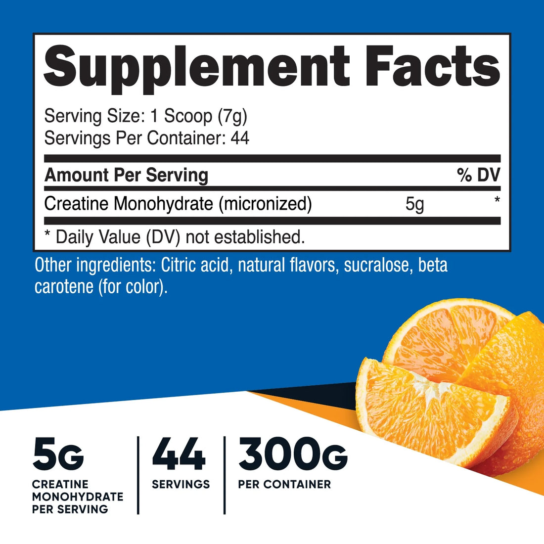 Creatine Monohydrate Powder Mandarin Orange Flavored, 300 Grams - (5 Grams per Serving)