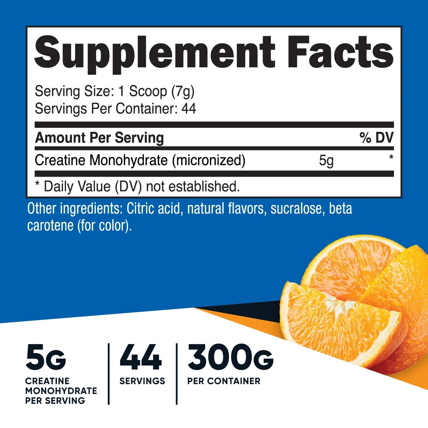 Creatine Monohydrate Powder Mandarin Orange Flavored, 300 Grams - (5 Grams per Serving)