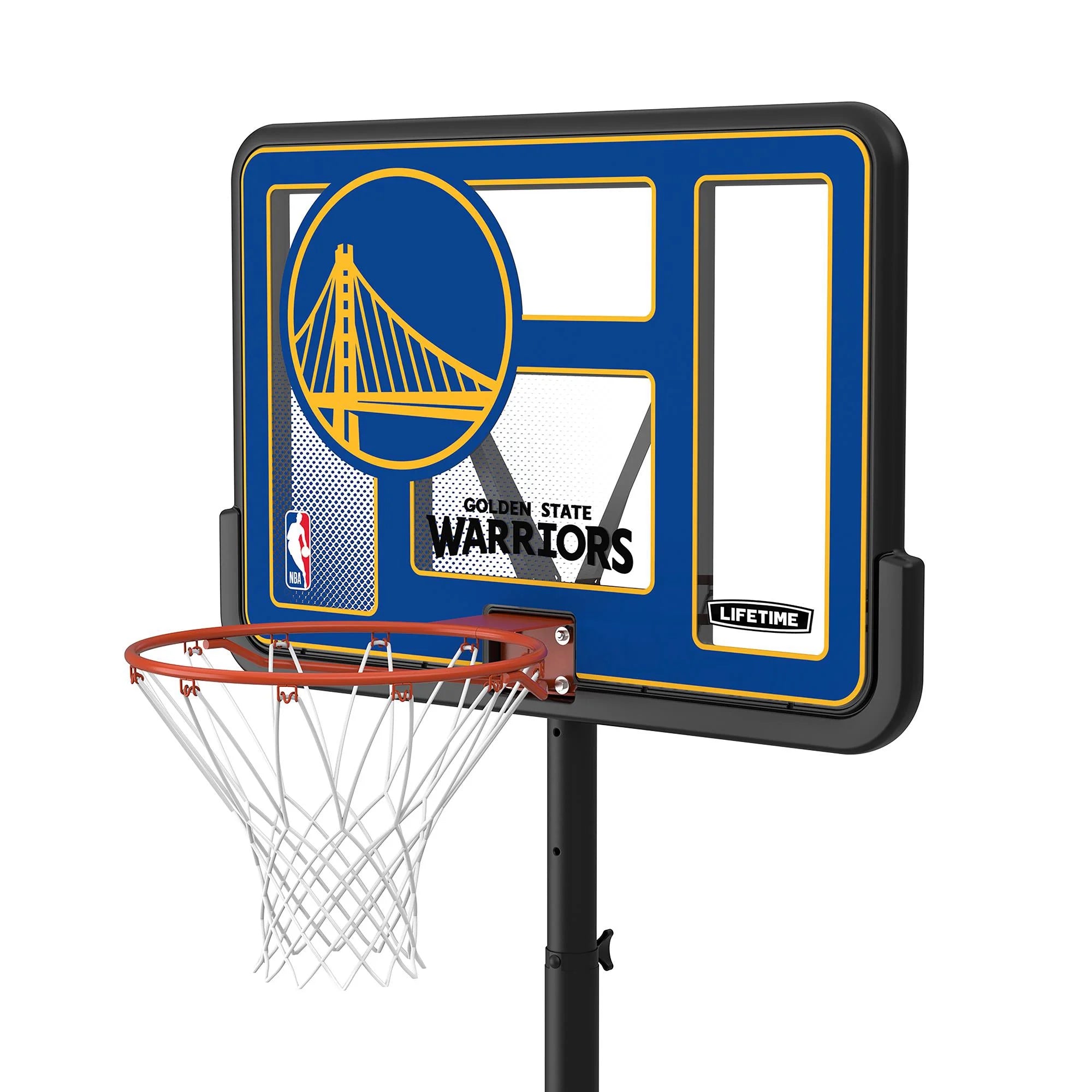 NBA Golden State Warriors 44" Portable Basketball Hoop with Wheels - 7.5 to 10 Ft Adjustable Height