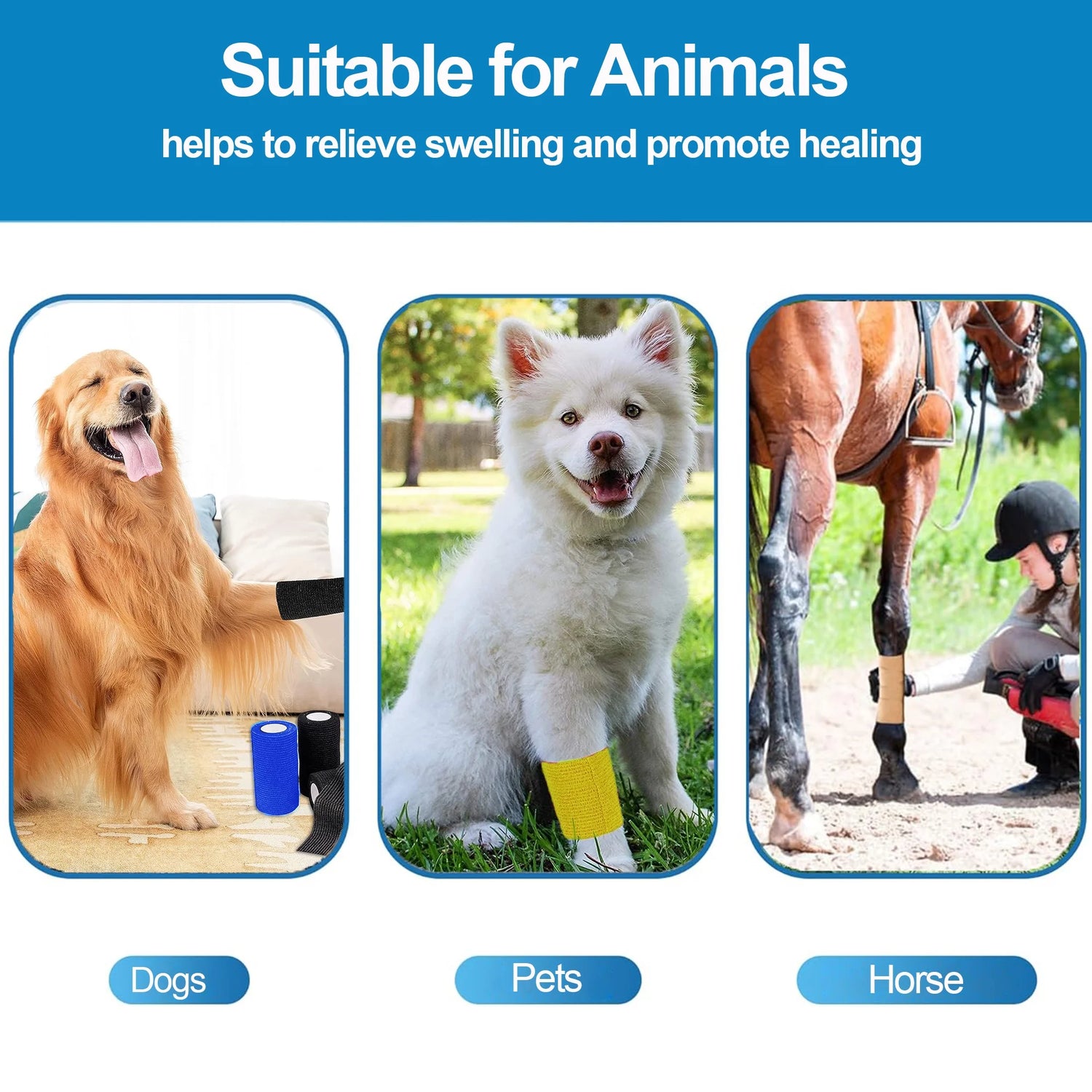 Self Adhesive Bandage Wrap, 12 Pack 4 Inch X 5 Yards Waterproof Stretch Bandage Sports Tape, Breathable Athletic Elastic Bandage for Sports, Wrist, Ankle, Pets
