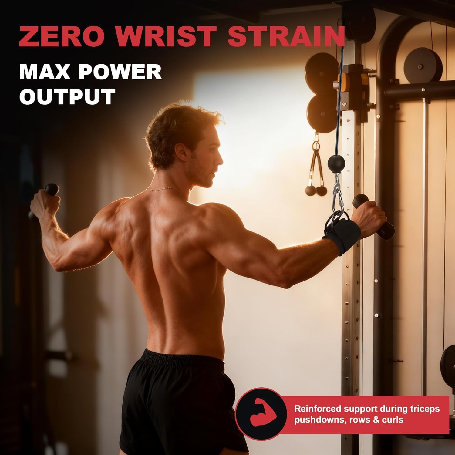 Wrist Straps for Cable Machines Wrist Cuffs for Men Woman Neoprene Padded Straps for Gym Strength Training Equipment