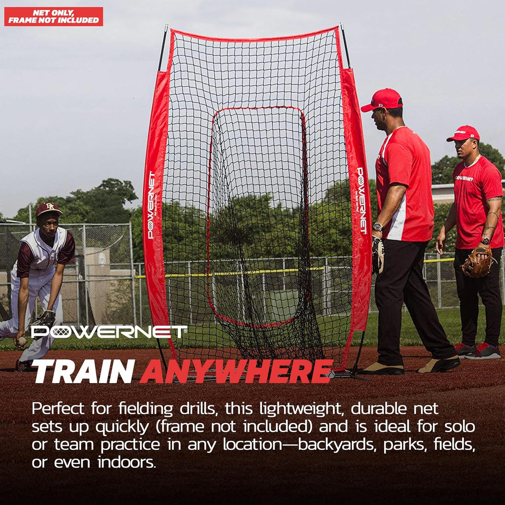 4X7 FT Portable Infielder Training NET ONLY, Softball Baseball Replacement Practice Net for Pitching and Hitting, Ball Catcher Pocket, 28 SQFT Protection, Team Colors