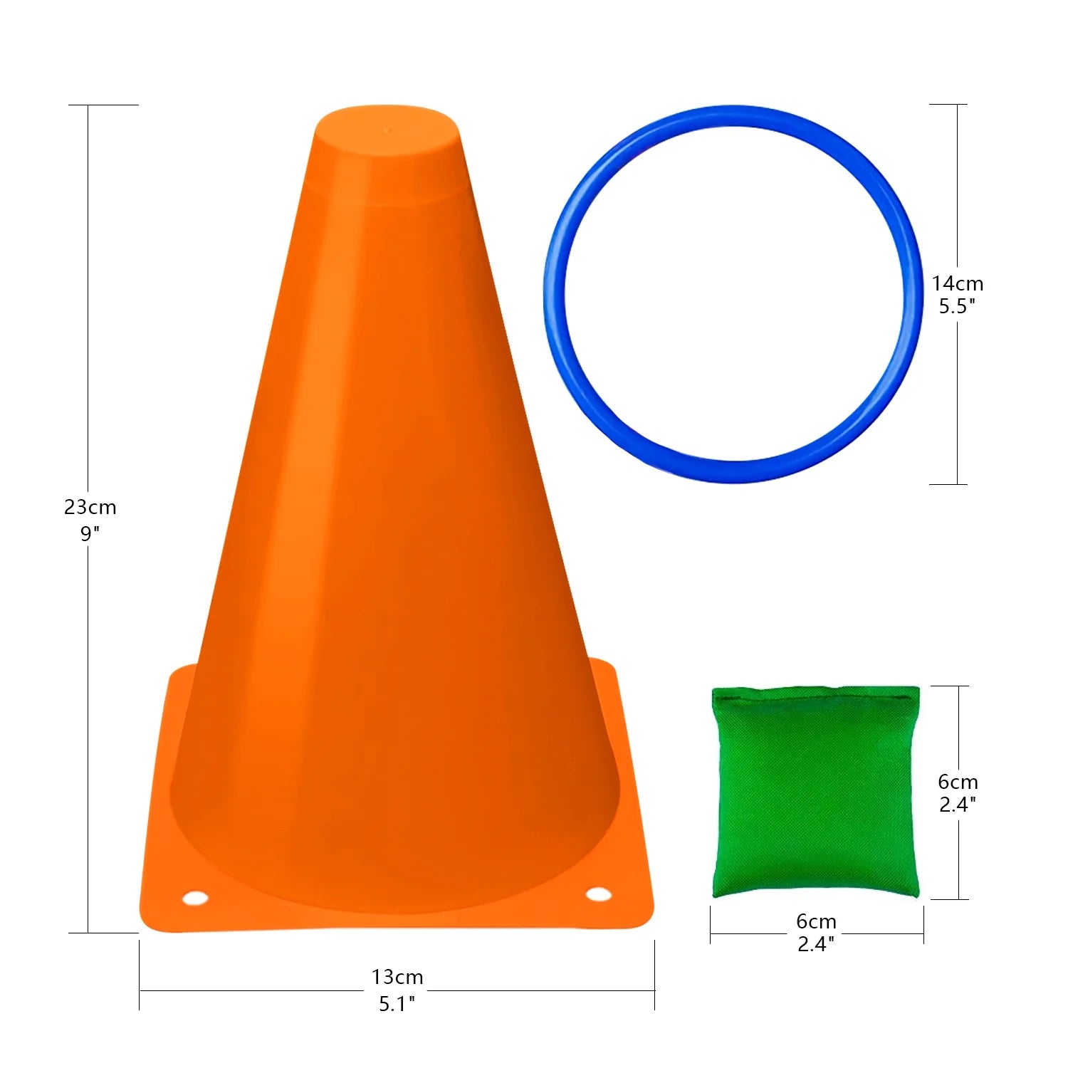 Eocolz 3 in 1 Carnival Games Set, Soft Plastic Cones Bean Bags Ring Toss Games for Kids Birthday Party Outdoor Games Supplies Combo Set 32 PCS
