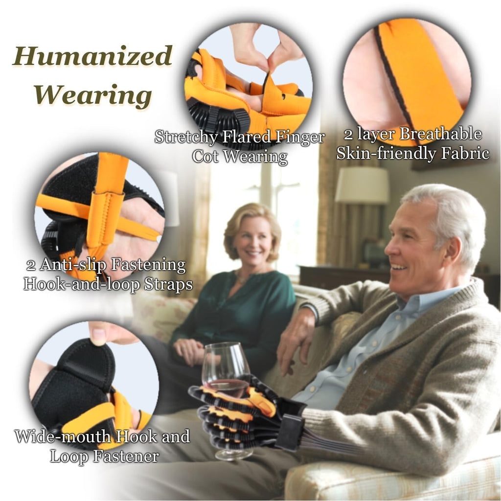 Rehabilitation Robot Gloves for Hand Hemiplegia Stroke Recovery, Finger Rehab Robotic Glove Strokes Therapy Equipment, 4 Modes, 2600Mah Rechargeable, S/M/L/XL Sizes