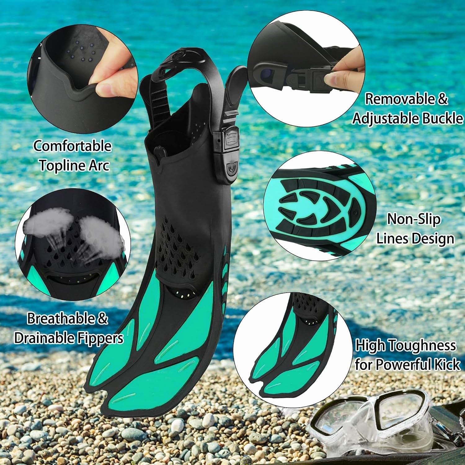 Snorkeling Gear for Adults with Bag Anti-Fog Snorkel Sets for Travel | Anti-Leak Diving Mask with Flippers,Professional Scuba Diving Gear with Earplugs