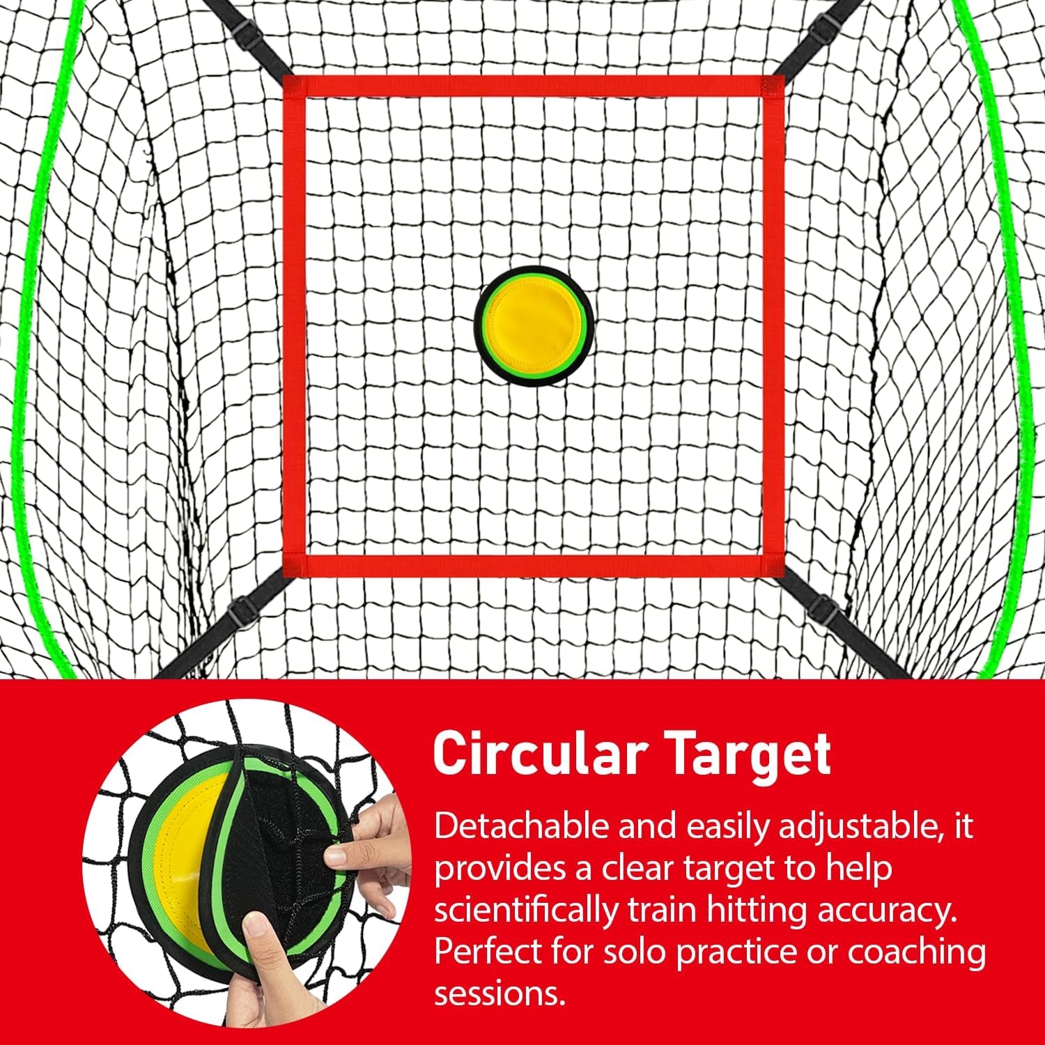7X7 FT Baseball Net, Baseball & Softball Training Net with Batting Tee, Strike Zone & Circular Target and Weighted Ball, Portable Design with Compact Storage