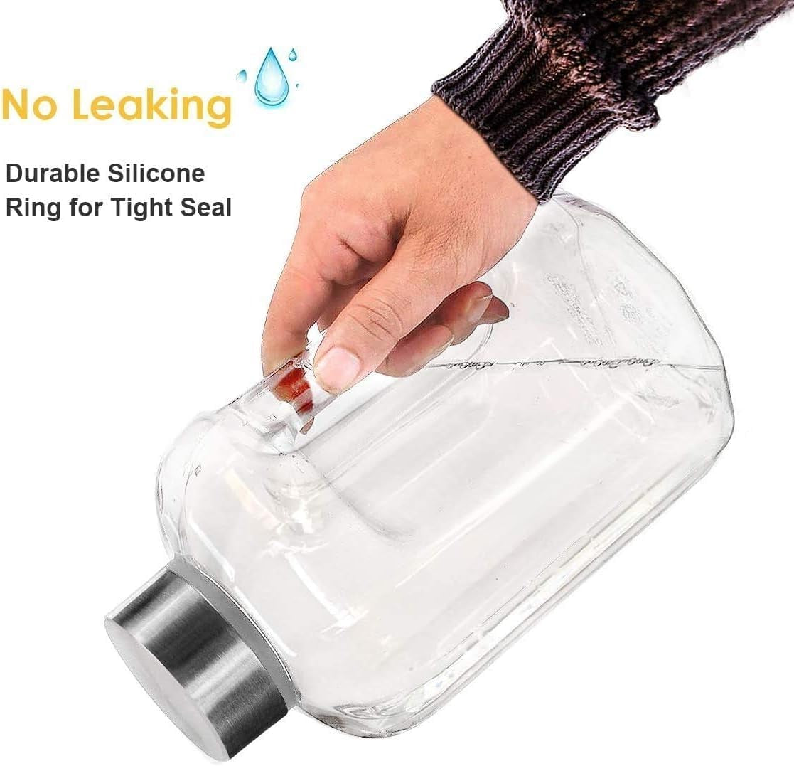 Half Gallon Water Bottle with Handle BPA Free Sports Water Bottles 74Oz Large Plastic Water Jug 2.2L Motivational for Outdoor Hiking Camping Running (Clear)