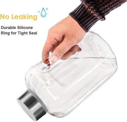 Half Gallon Water Bottle with Handle BPA Free Sports Water Bottles 74Oz Large Plastic Water Jug 2.2L Motivational for Outdoor Hiking Camping Running (Clear)