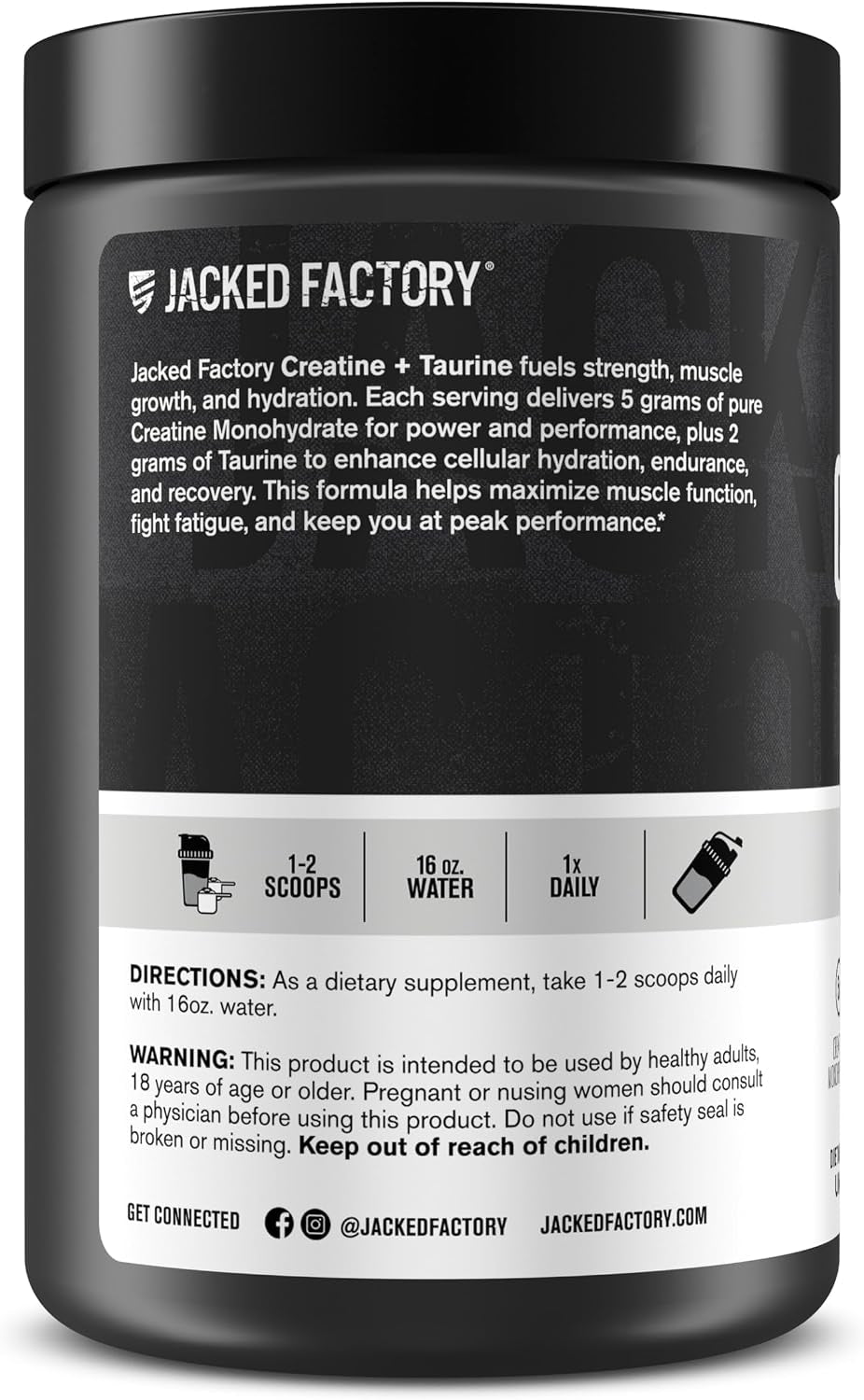 Creatine + Taurine - Creatine Monohydrate 5000Mg with Taurine 2000Mg for Increased Muscle Strength & Cellular Hydration - 60 Servings, Unflavored