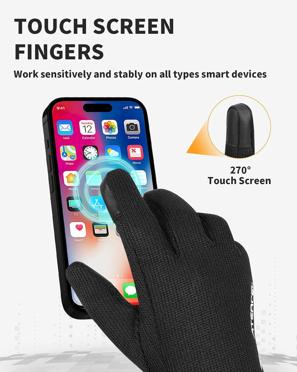 3M Thinsulate Winter Gloves Men Women, Waterproof Thermal Cold Weather Gloves, Touchscreen Snow SKI Skating Gloves