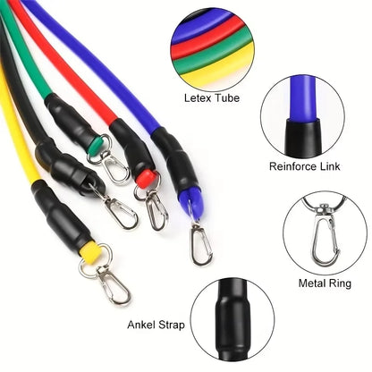 11Pcs TPE Resistance Bands Set, Resistance Bands with Door Anchor, Handles, Carry Bag, Legs Ankle Straps, Exercise Bands, Workou