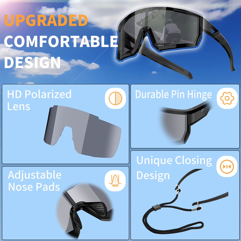 Newest Polarized Sports Sunglasses for Men Women, UV400 Protection, Ideal for Running Baseball Driving Fishing Cycling