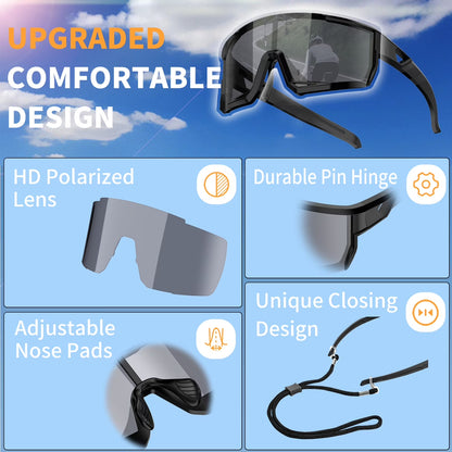 Newest Polarized Sports Sunglasses for Men Women, UV400 Protection, Ideal for Running Baseball Driving Fishing Cycling