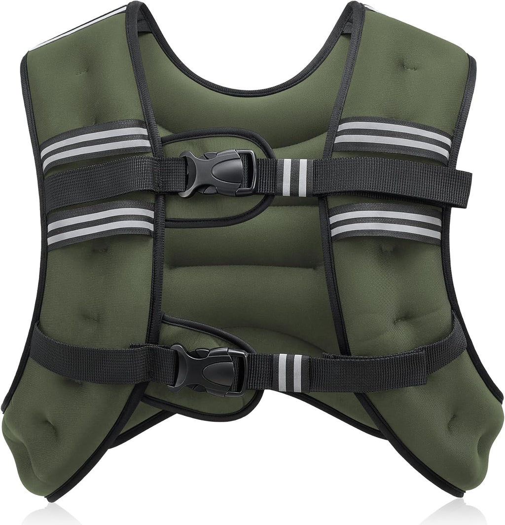 Weighted Vest, 6Lb/8Lb/12Lb/16Lb/20Lb/25Lb/30Lb Weight Vest with Reflective Stripe for Workout, Strength Training, Running, Fitness, Muscle Building, Weight Loss, Weightlifting