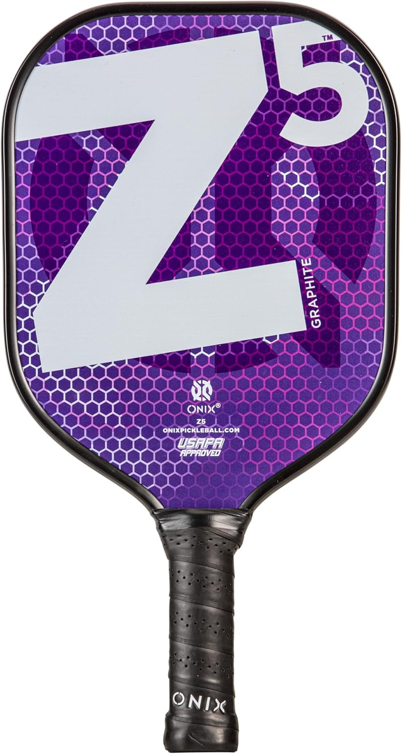 Graphite MOD Z5 Carbon Fiber Pickleball Paddle with Wide-Body Shape. Honeycomb Core, Graphite Face & Cushion Comfort Pickleball Paddle Grip