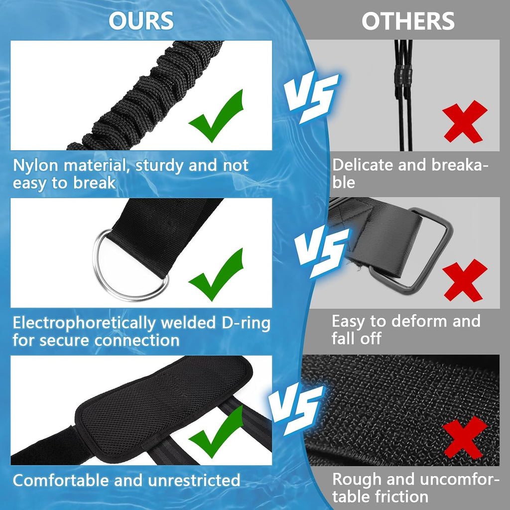 Swimming Training Belt - 4M Tether for Swim in Place, Stationary Harness, Aquatic Resistance Belt