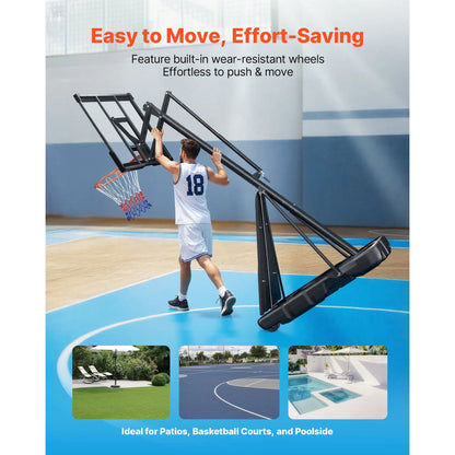 Portable Basketball Hoop with Adjustable Height Outdoor – 10 Ft, 85 Lbs