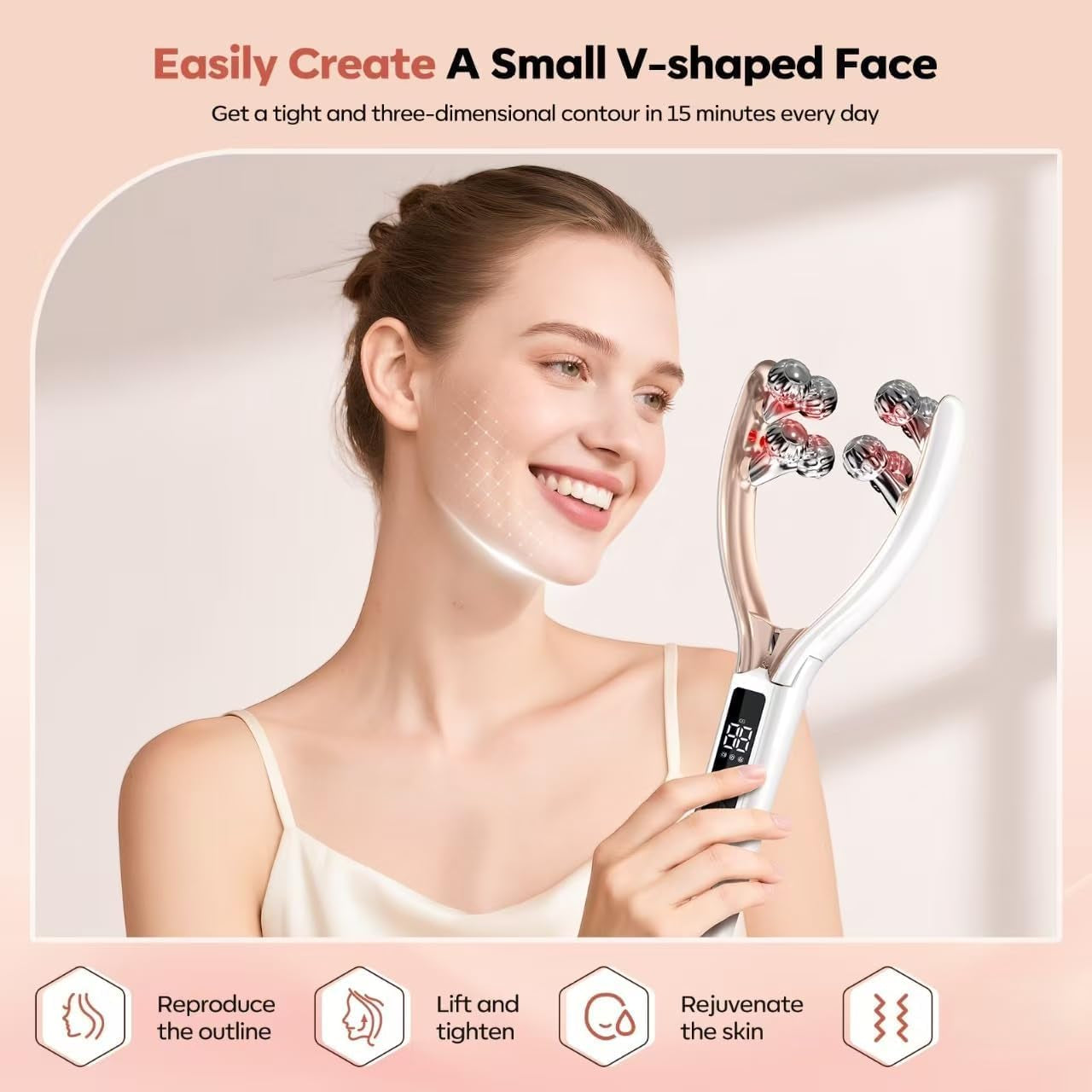 Facial Massager Face and Neck | Shaper & Slimmer for Women | Korean Skin Care | Lymphatic Contour Face Brush Face Roller Lymphatic Drainage | Rechargeable for Home & Travel Use