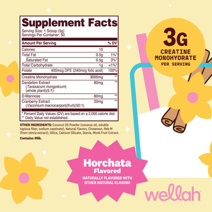 Creatine for Women (50 Servings, Horchata) - Creatine Monohydrate with Dandelion &amp; Cranberry Extract
