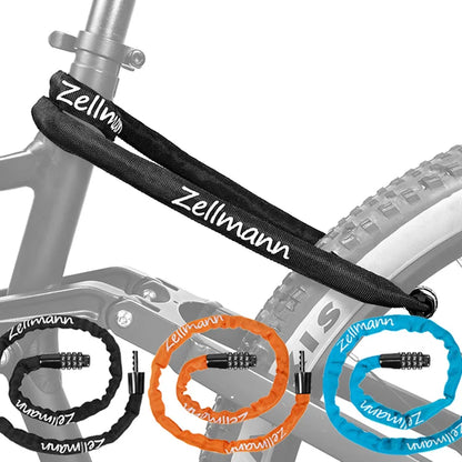 ZELLMANN Anti-Theft Motorcycle Bicycle Lock MTB Road Bike Safety Chain Locks with Four Digit Combination Lock Bike Accessories