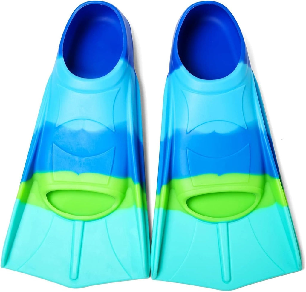 Kids Swim Fins Youth Short Blade Swimming Training Flippers | Snorkeling Diving Travel Size Fins for Children Girls Boys Beginners,Lap Swimming,Comfortable Silicone Flippers with Mesh Bag