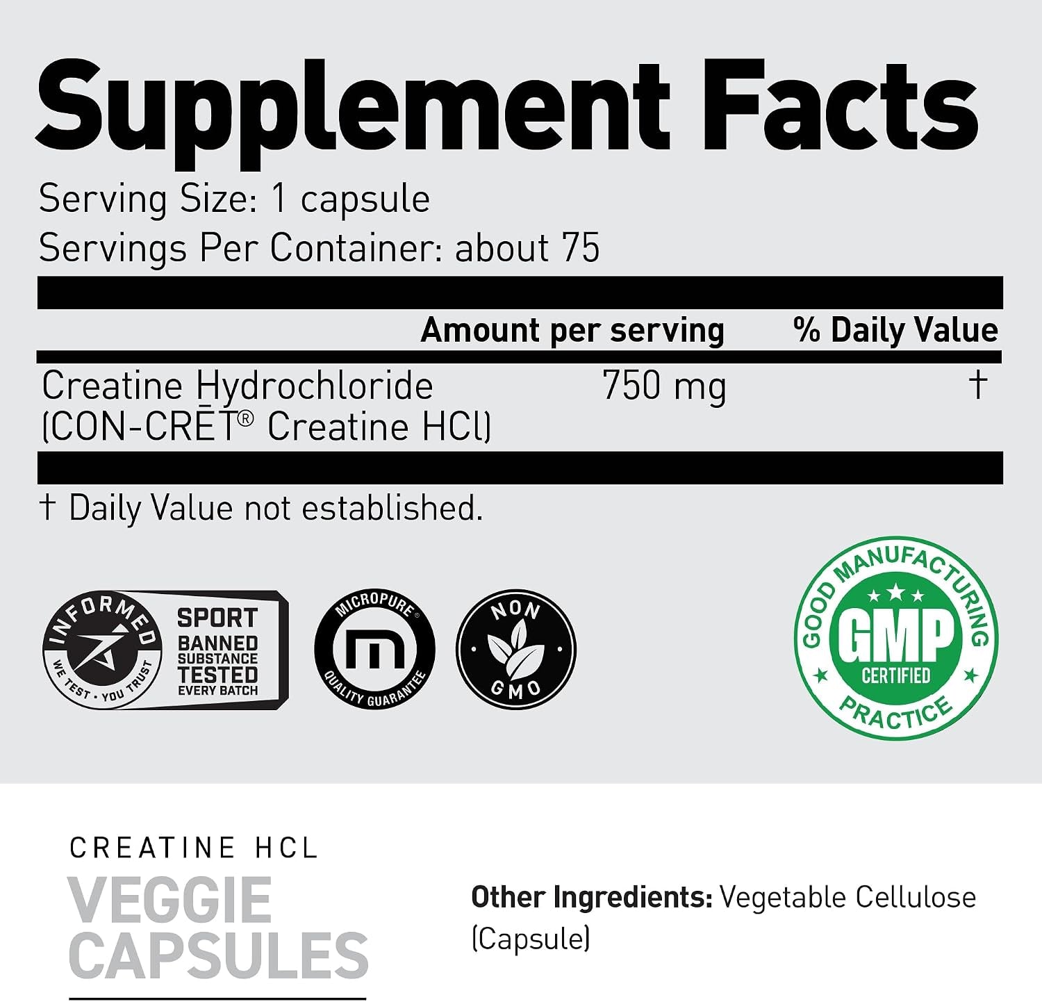 Creatine Hcl Capsules | 7X Concentrated Vs Mono | Muscle Building & Recovery | High Absorption | No Bloating | Creatine for Men & Women | Vegan, Gluten Free | Unflavored | 75 Servings