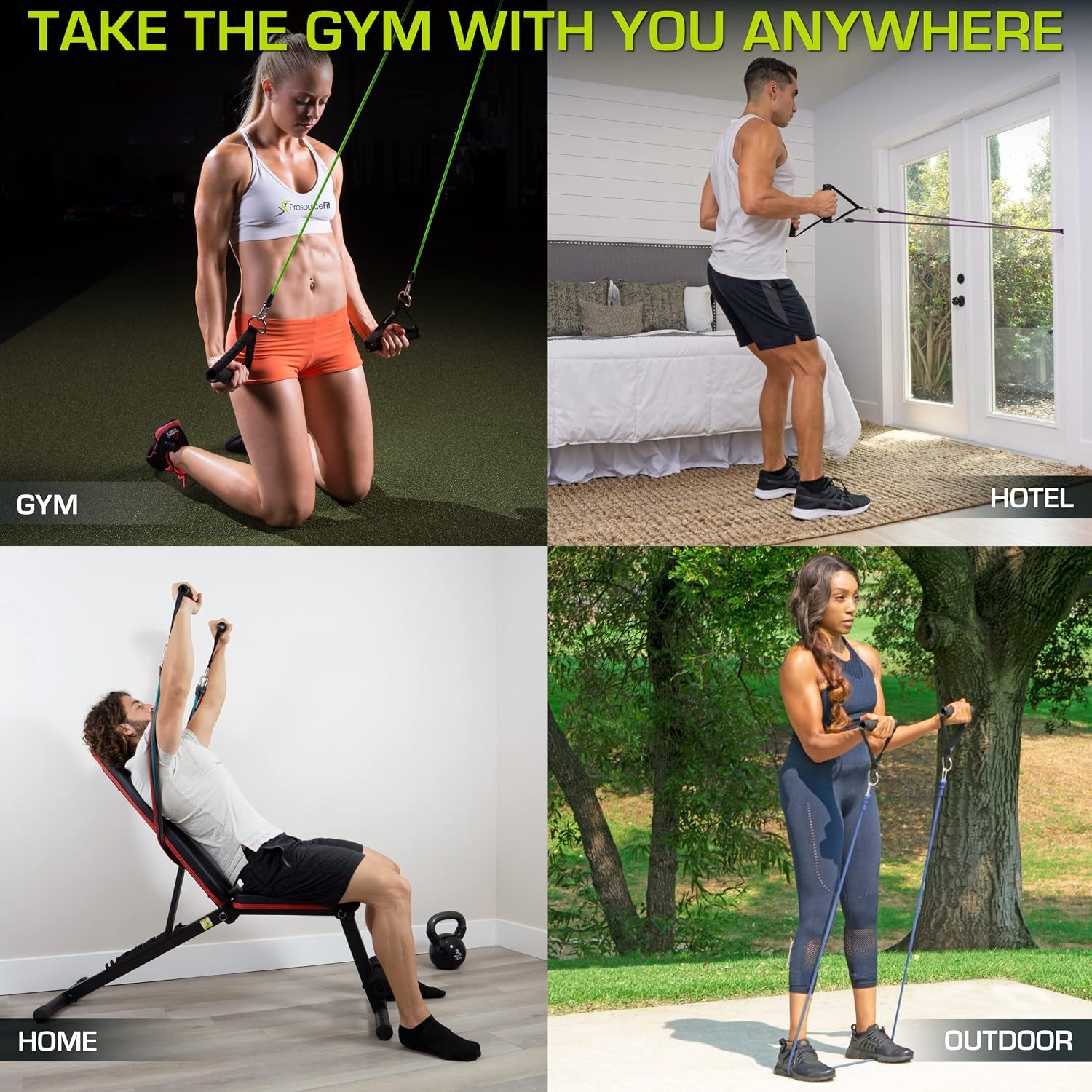 fit Single Stackable Resistance Bands with Door Anchor and Exercise Guide, 8-12 LB, Heavy Duty Fitness Tube for Full-Body Exercises and Home Workouts
