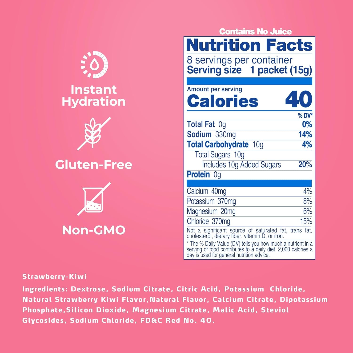 Electrolytes Powder Packets, Strawberry Kiwi 8 Pack, Powdered Hydration Packets for Dehydration & Rehydration, Post Workout Flavored Hydrating Drink Mix, Gluten Free Water Enhancer Sticks | Powdered Electrolyte Packets, Dehydration & Rehydration, Post Workout, Flavored Drink Mix, Gluten Free Water Enhancer Sticks