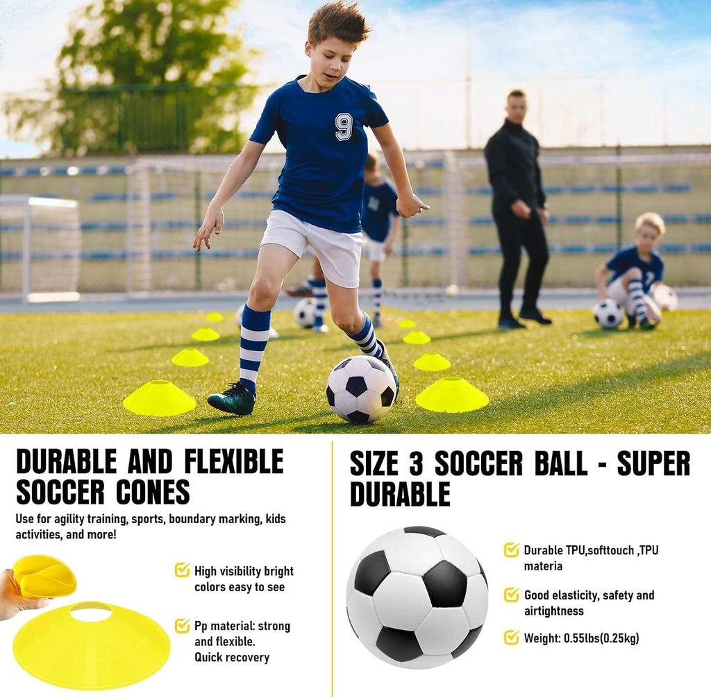 Soccer Goal, Kids Soccer Goals for Backyard Set, Pop up Soccer Net | 2 Pack Portable Soccer Nets with Soccer Ball, Cones, Training Equipment for Youth Toddler Indoor Outdoor Sports Games