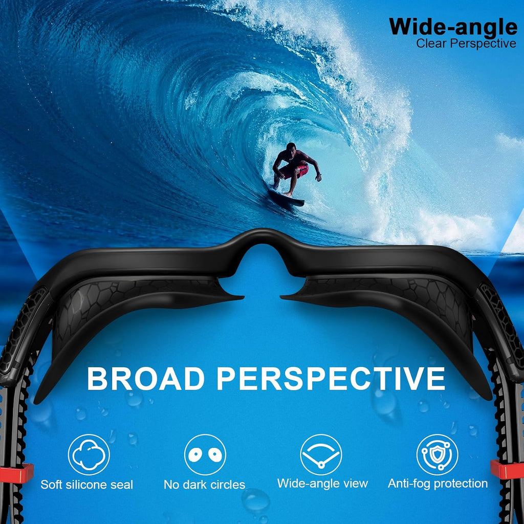 Swim Goggles, HD Anti-Fog Goggles, Unisex | 100% UV Protection | Anti-Fog Design Clear Wide-Angle Underwater View