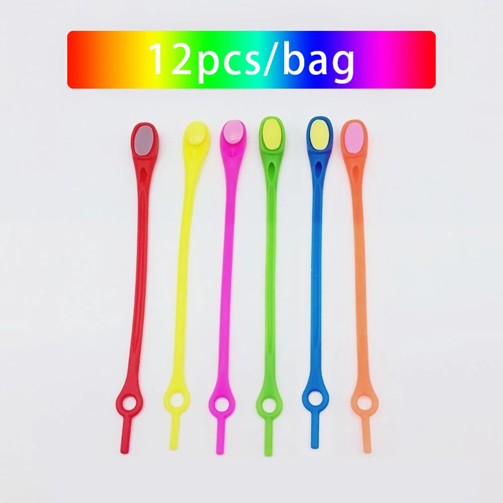 12Pcs Stretch Silicone Shoelaces No Tie Shoe Laces Elastic Laces Sneakers Adults Kids Lazy Shoelace for Shoes Rubber Zapatillas
