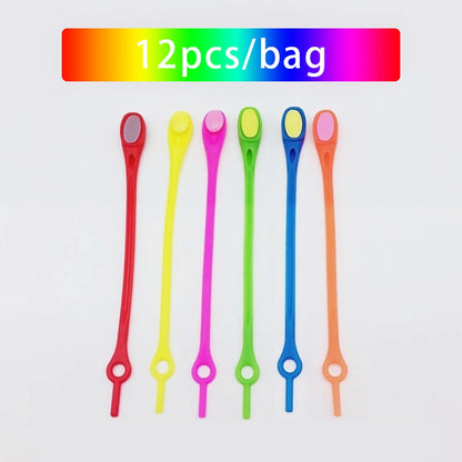 12Pcs Stretch Silicone Shoelaces No Tie Shoe Laces Elastic Laces Sneakers Adults Kids Lazy Shoelace for Shoes Rubber Zapatillas